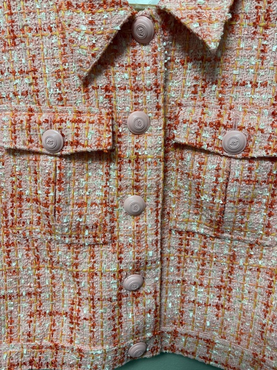 Cinq a Sept Lucie Boucle Julieta Puff Sleeve Jacket Pink Poppy Size 10 NWT New - Picture 7 of 14